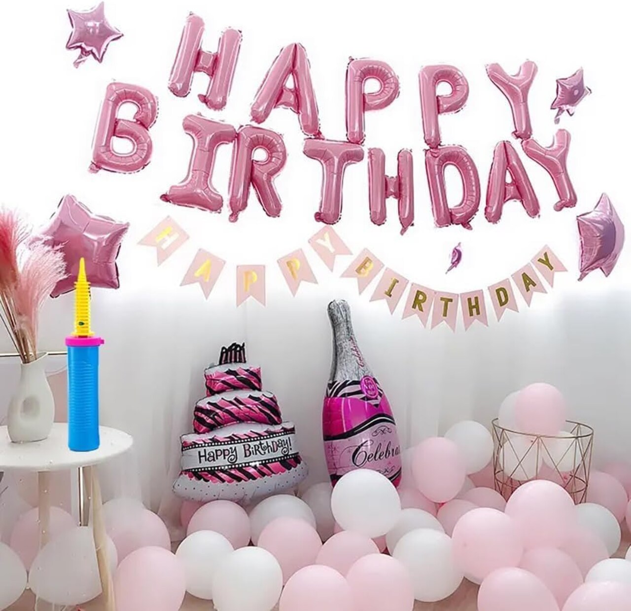 Blue Portable Hand Pump for Balloons,Balloon Pump Hand Held Two-Way Dual Action -Balloon Inflator Pump -Air Pump for Balloons Decorations Birthday Party Supplies,Inflation Devices and Accessories